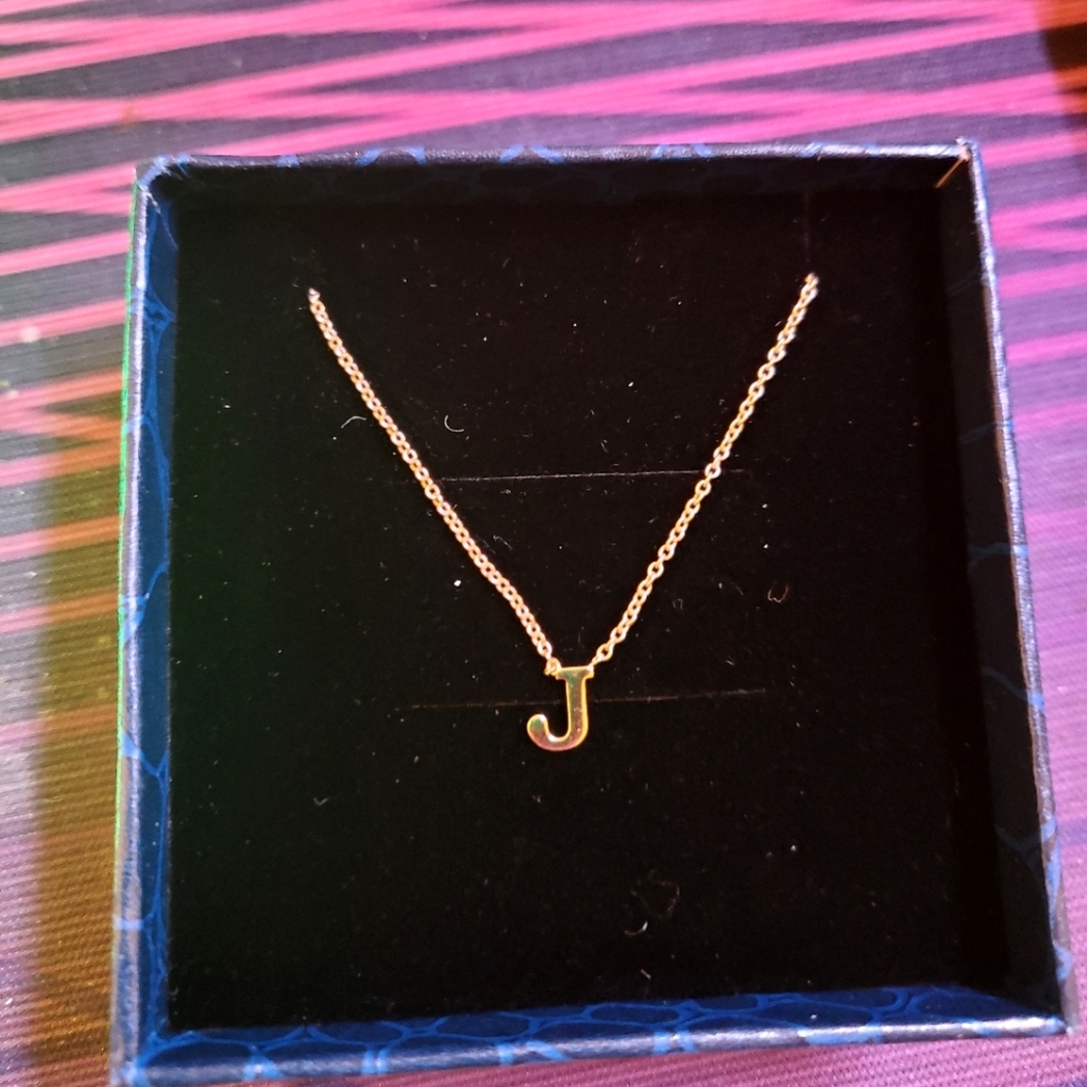 Dainty 14k Gold J Single Initial Necklace